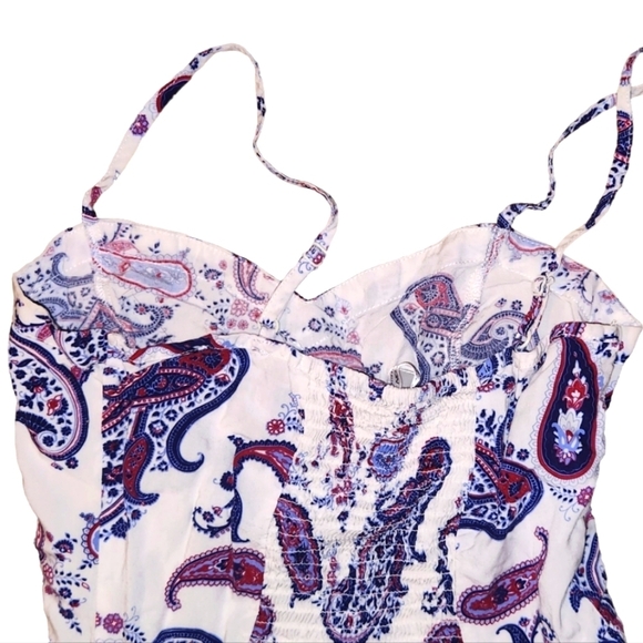 Cotton On XS Paisley Print Purple/Blue Mini Strappy Dress - Picture 3 of 12